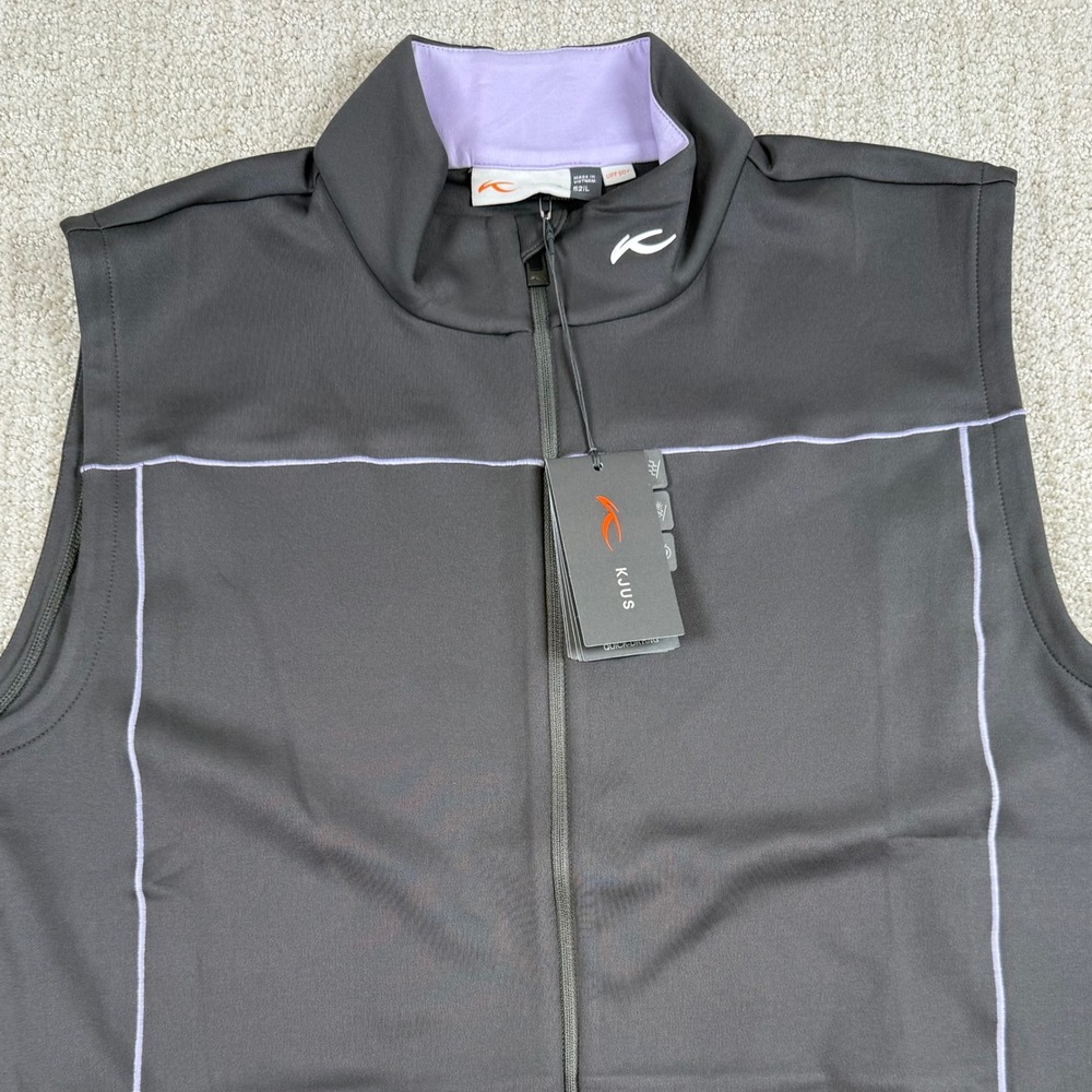 NEW KJUS Mens Large 52 Gray Damian Full Zip UPF 50+ Performance Golf Vest